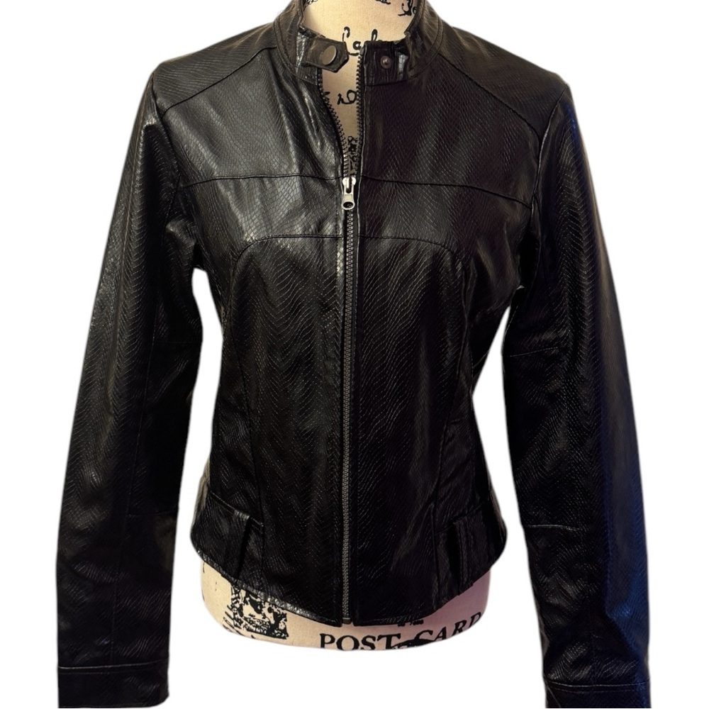 Lipstick Black faux Leather Jacket
